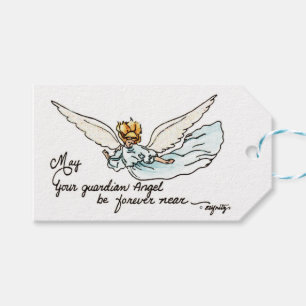 Guardian Angel Watercolor Gracefully Near Gift Tags