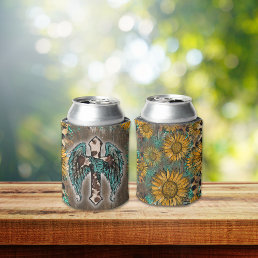 Guardian Angel Western Wings Sunflower sublimation Can Cooler