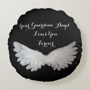 Guardian Angel Wings Love Inspirational Quote Round Pillow