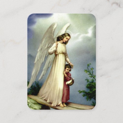 Guardian Angel With A Child Prayer Card