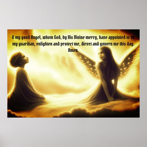 Guardian Angel with angel prayer Poster