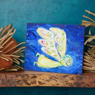 Guardian Angel with Baby Art Painting Gift Plaque