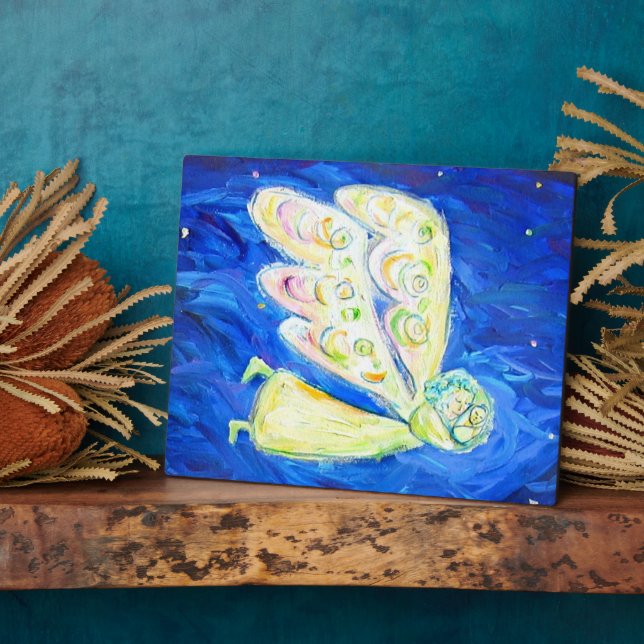 Guardian Angel with Baby Art Painting Gift Plaque (Side)