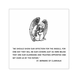Guardian Angel with child Quote by Saint Bernard Rubber Stamp