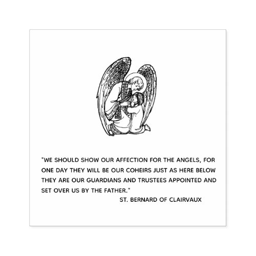 Guardian Angel with child Quote by Saint Bernard Rubber Stamp