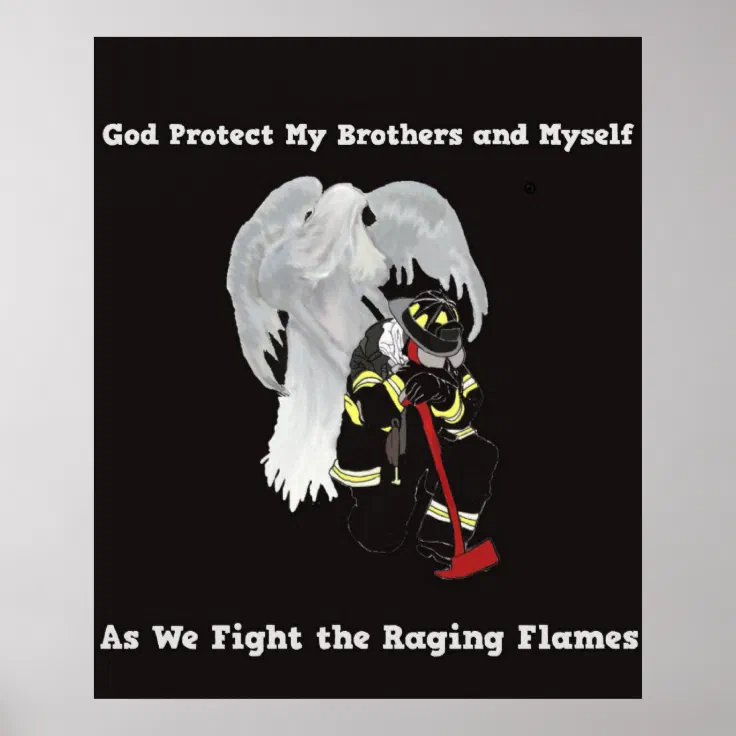Guardian Angel with Firefighter Poster Zazzle