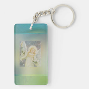 Guardian Angel with Green Border Keychain