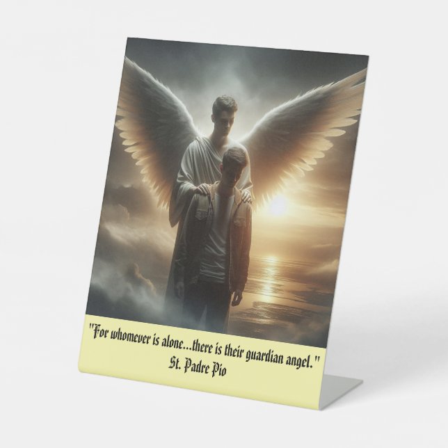Guardian Angel With Man Pedestal Sign (Front)