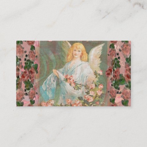 Guardian Angel with Pink Roses Business Card