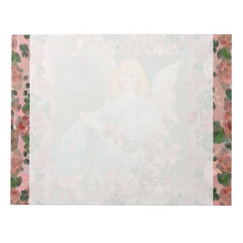Guardian Angel with Pink Roses Notepad
