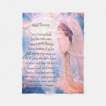Guardian Angel With Poem Fleece Blanket by AmelianAngels at Zazzle