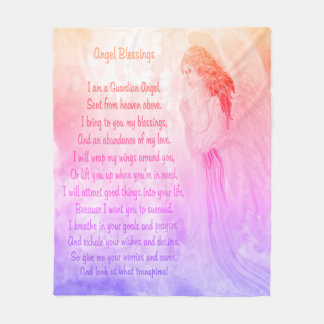 Guardian Angel with Poem in Pink Fleece Blanket