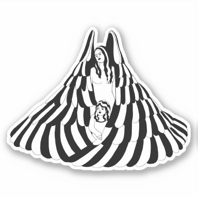 Guardian Angel Woman with little girl Art   Sticker (Front)