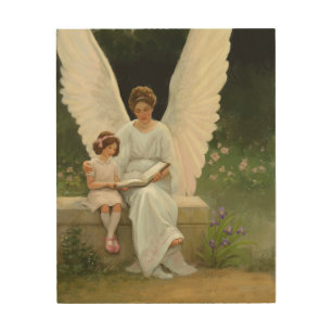 Guardian angel wood wall art