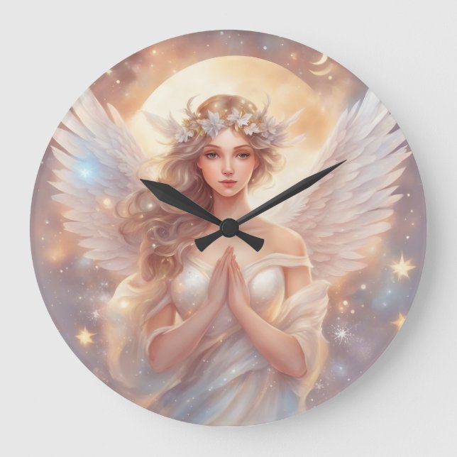 guardian angels, pastel paintings large clock (Front)