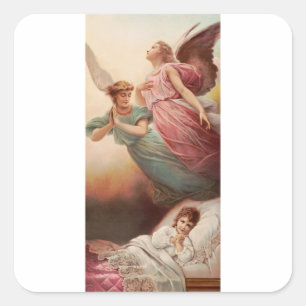 Guardian angels with child square sticker