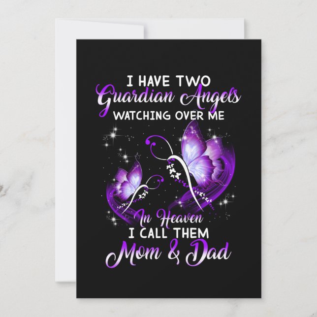 Guardian Angles In My Heaven Mom & Dad Thank You Card (Front)