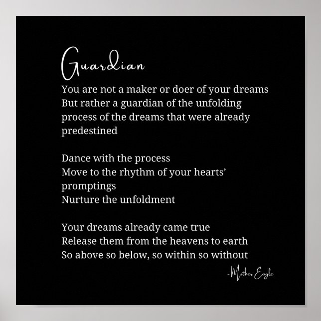 Guardian comforter encouragement poem poster (Front)