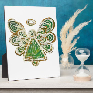 Guardian Green Angel Painting Art Gift Plaque
