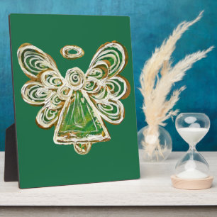 Guardian Green Angel Painting Art Gift Plaque