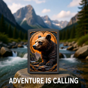 Guardian Grizzly Bear Night Landscape Zippo Lighter