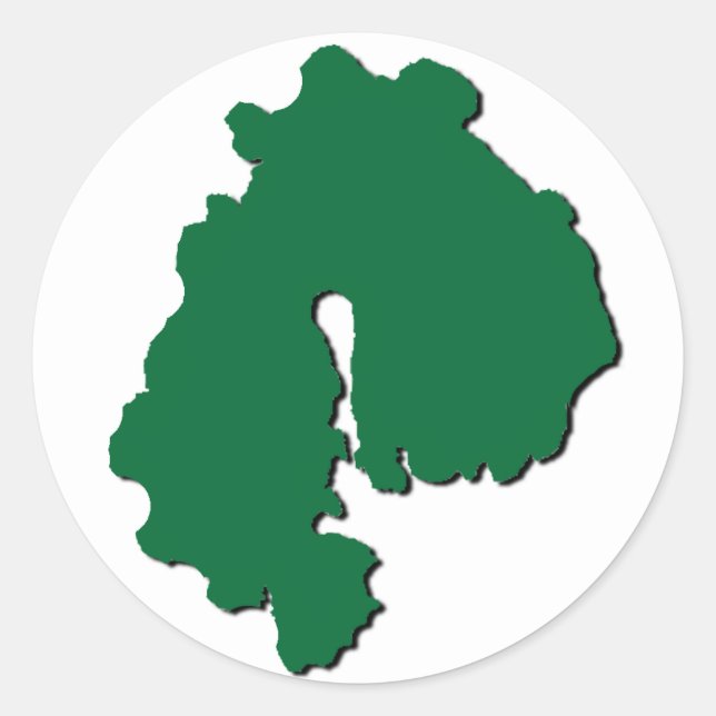 Guardian Island sticker, outline, green on white Classic Round Sticker (Front)