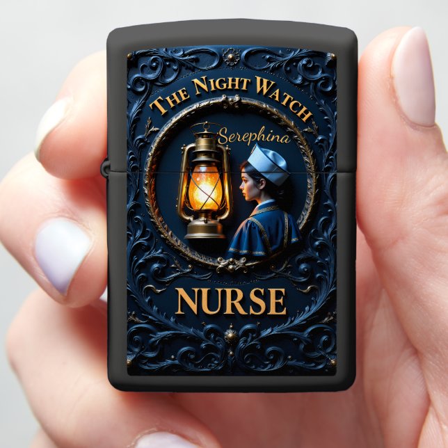 Guardian Night Watch Nurse Lantern Dedication Gift Zippo Lighter (In Hand)