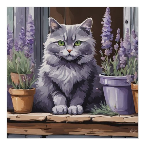 Guardian of Lavender _ Kittys Watchful Repose Poster