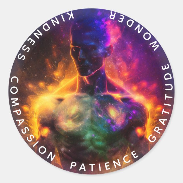 Guardian of Peace | Luminous Human Classic Round Sticker (Front)
