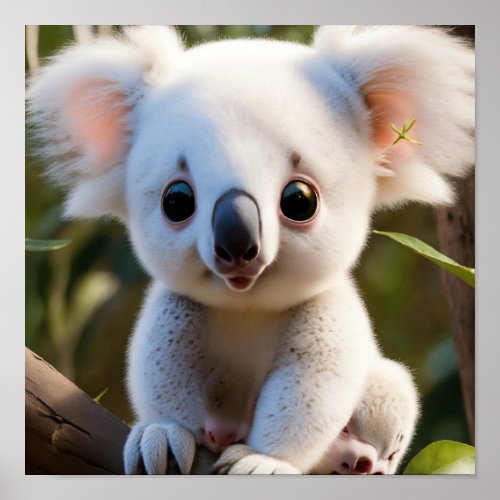 Guardian of Purity Albino Baby Koala Print Poster