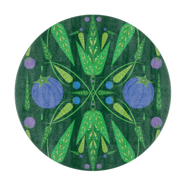 Guardian Of The Blueberries Glass Cutting Boards  (Front)