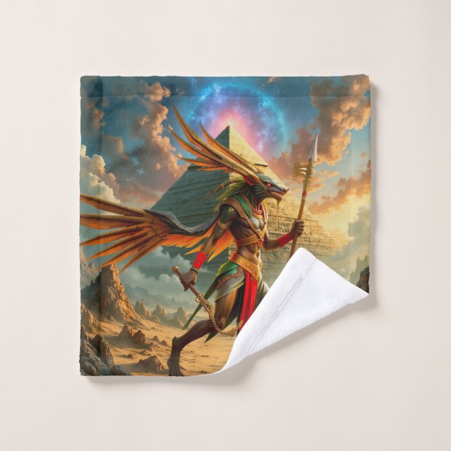 Guardian of the Celestial Gate – Anubis  Bath Towel Set (Wash Cloth)