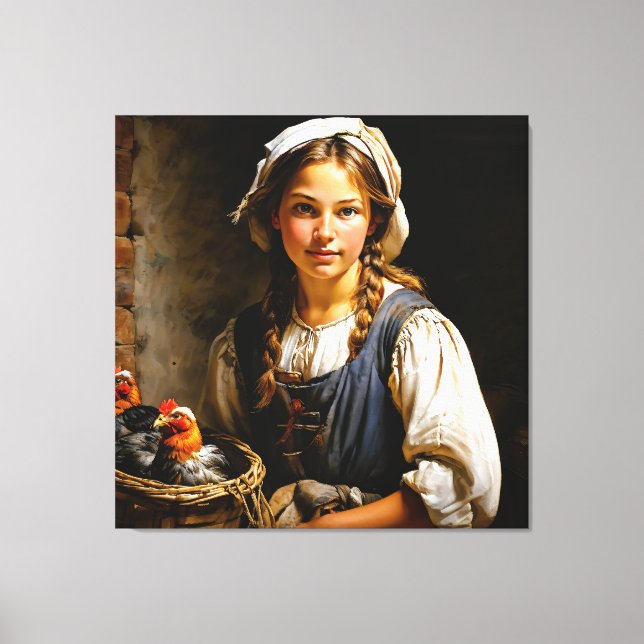 "Guardian of the Flock" "Sara" Dutch Girl Portrait Canvas Print (Front)