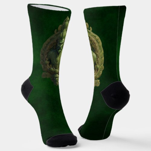 Guardian of the Grove Green Man  Socks