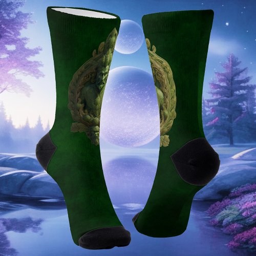 Guardian of the Grove Green Man  Socks