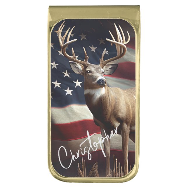 Guardian of the Homeland Gold Finish Money Clip (Front Vertical)