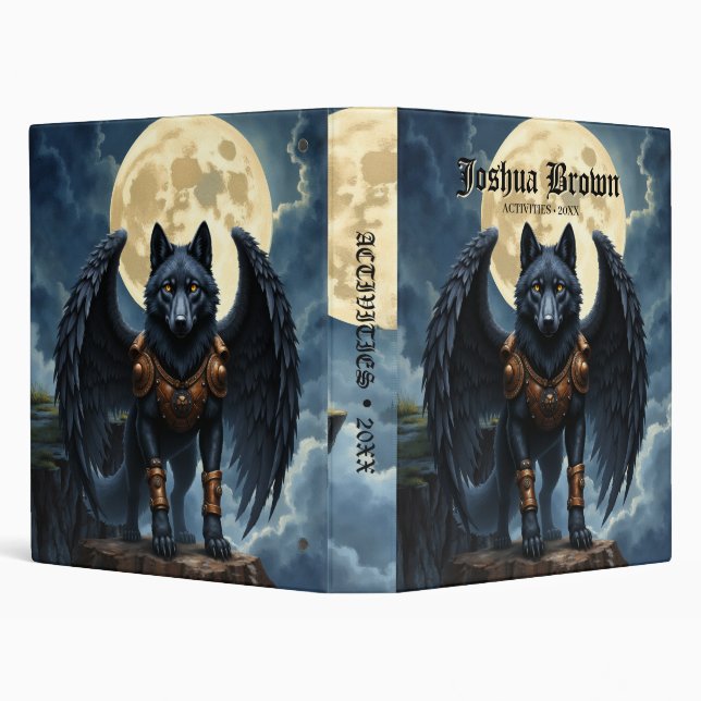 Guardian of the Moon – The Black Winged Wolf. 3 Ring Binder (Background)