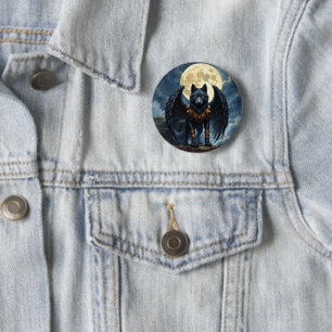 Guardian of the Moon – The Black Winged Wolf Button