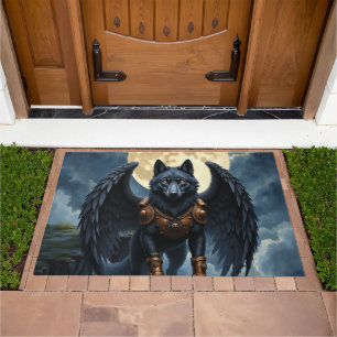Guardian of the Moon – The Black Winged Wolf Doormat