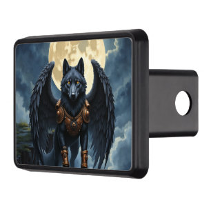 Guardian of the Moon – The Black Winged Wolf Hitch Cover