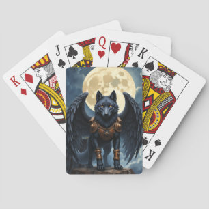 Guardian of the Moon – The Black Winged Wolf Poker Cards