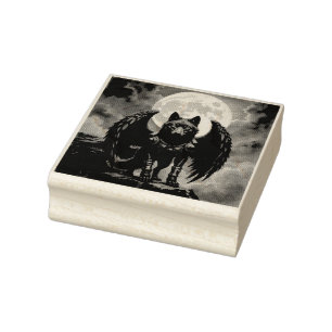 Guardian of the Moon – The Black Winged Wolf Rubber Stamp