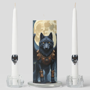 Guardian of the Moon – The Black Winged Wolf Unity Candle Set