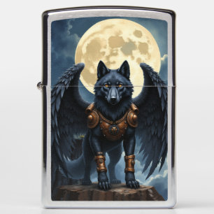 Guardian of the Moon – The Black Winged Wolf Zippo Lighter