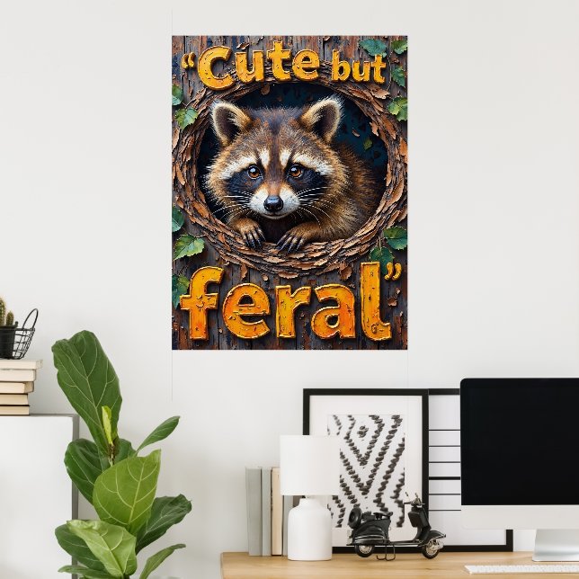Guardian of the Nest: Raccoon's Perch Poster (Home Office)