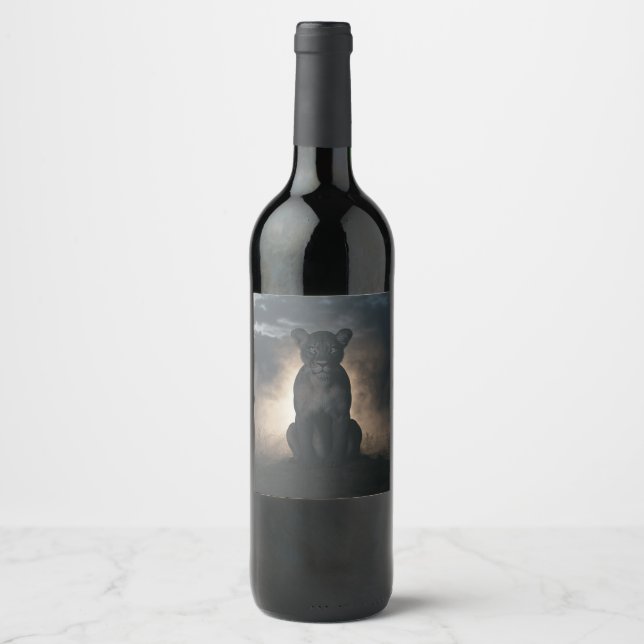 Guardian of the Shadows: The Majestic Lioness Wine Label (Front)