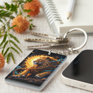 Guardian of the Solar Threshold – Lion of Balance Keychain