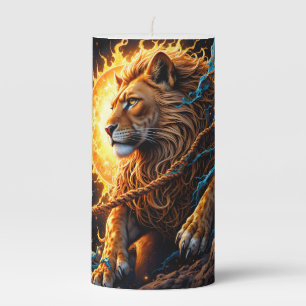 Guardian of the Solar Threshold – Lion of Balance Pillar Candle