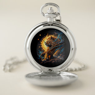 Guardian of the Solar Threshold – Lion of Balance Pocket Watch