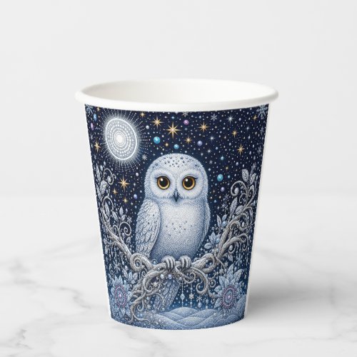 Guardian of the Winter Night Under Sparkling Stars Paper Cups